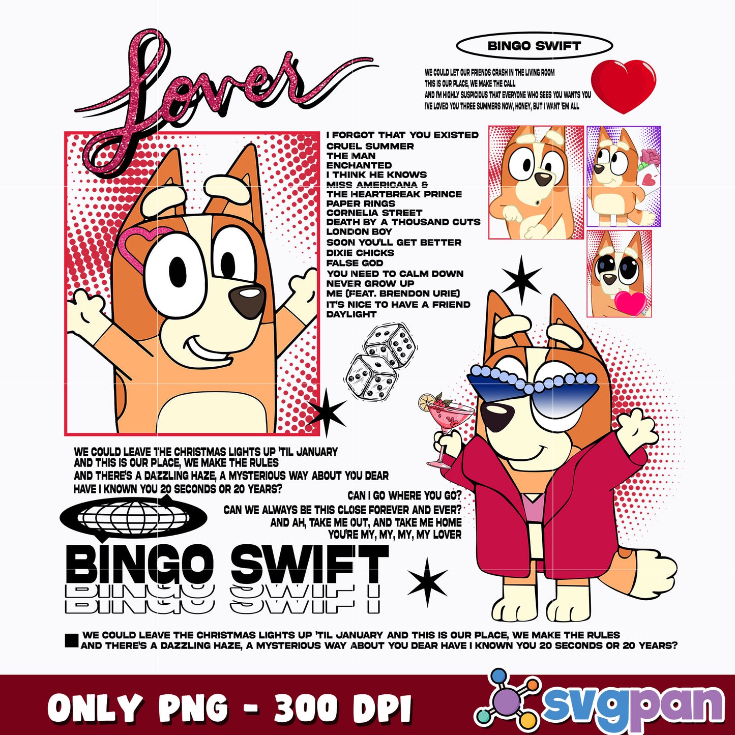 Bluey Bingo Sing Song Lover  png 