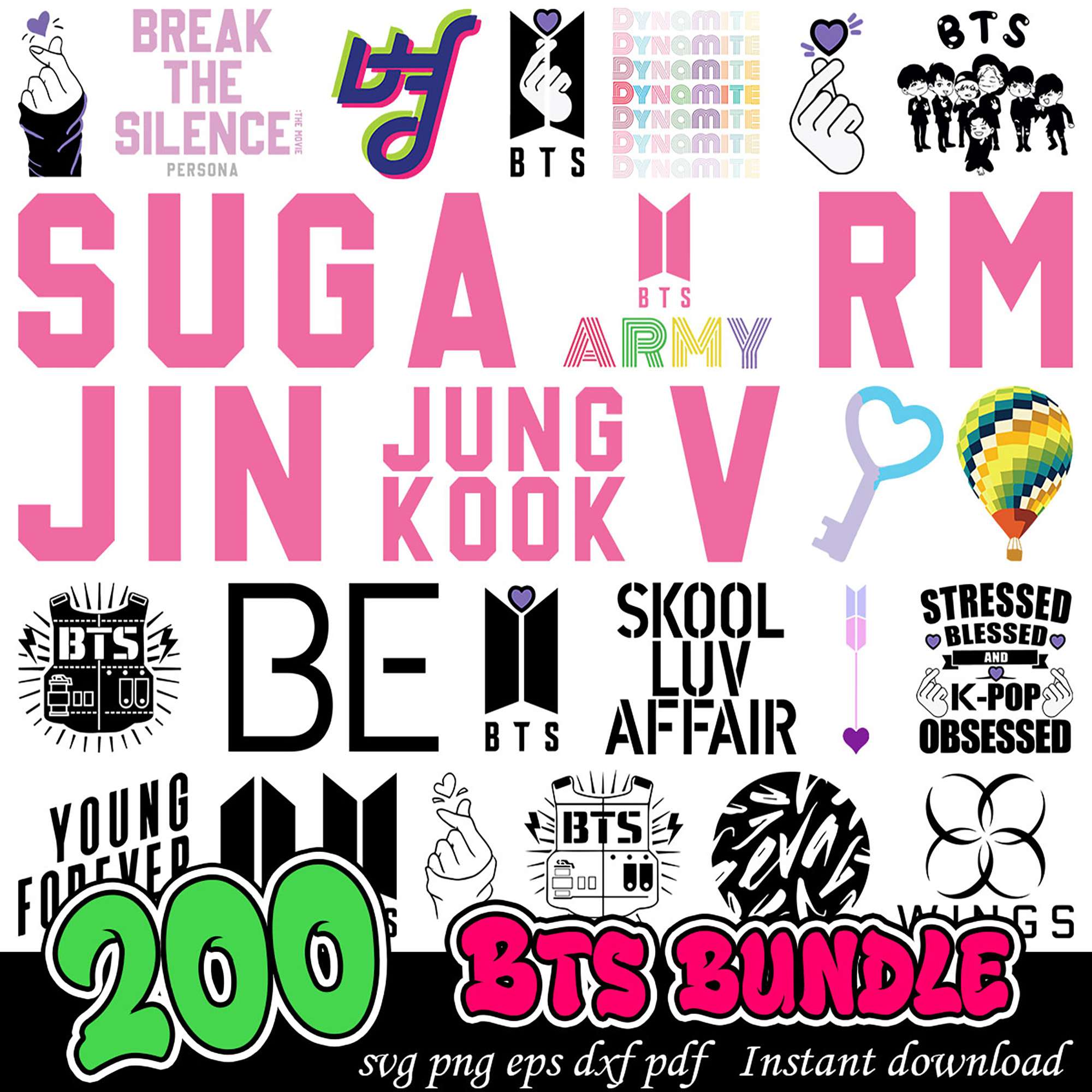 200 BTS SVG Bundle Instant Download – svgpan