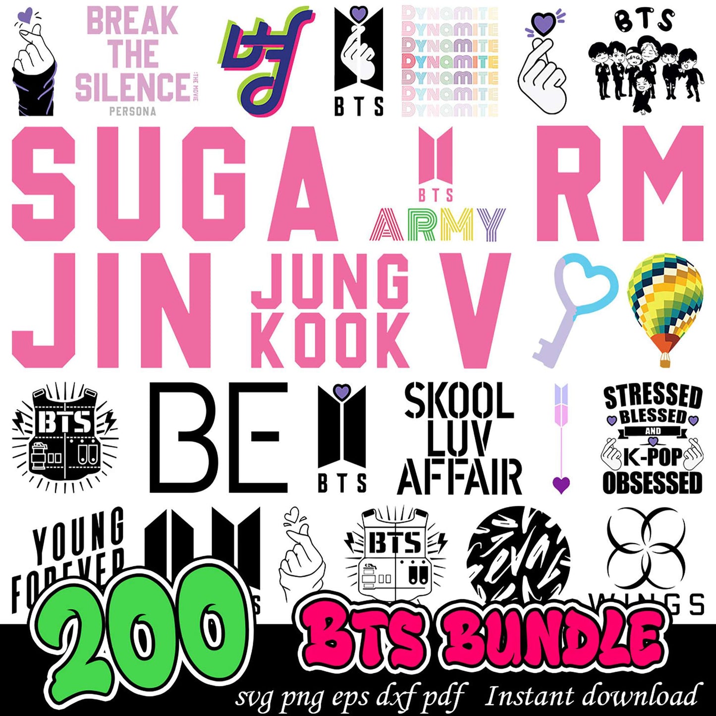 200 BTS SVG Bundle Instant Download