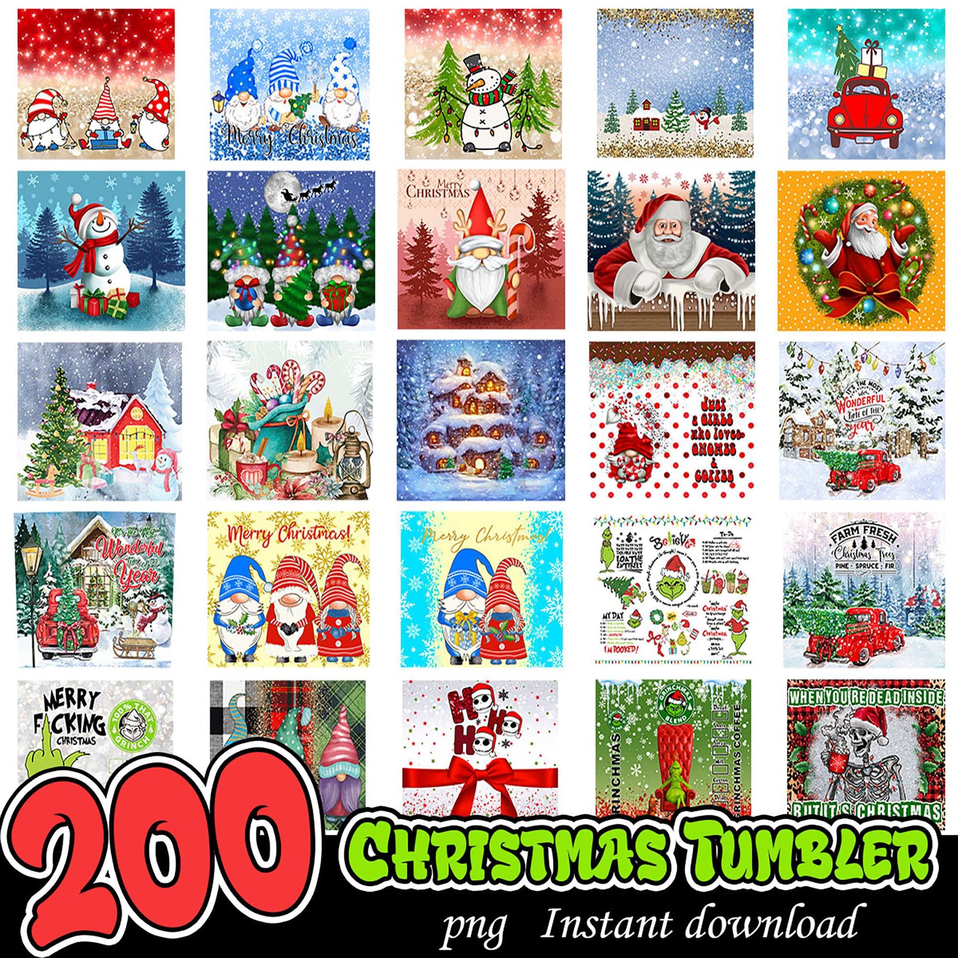 200 Christmas Tumbler PNGs Instant Download