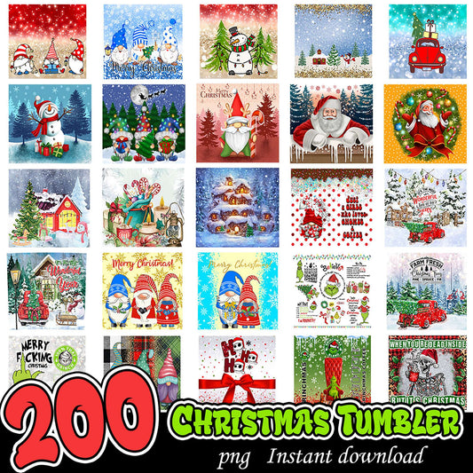 200 Christmas Tumbler PNGs Instant Download