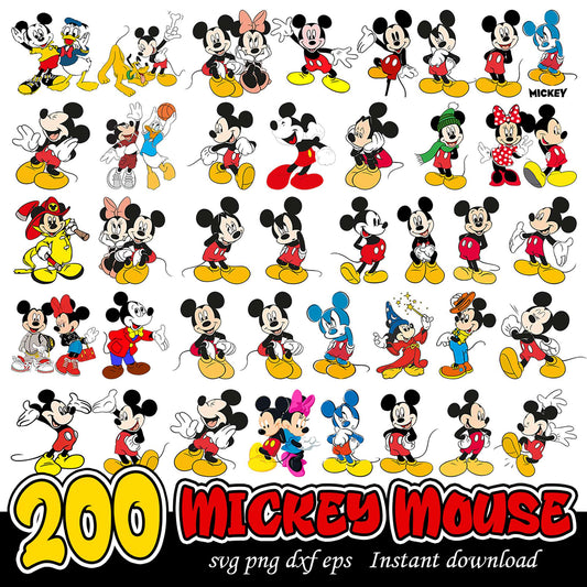 200 Mickey Mouse SVG Bundle for Instant Download 2023