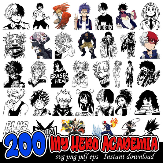 200 My Hero Academia SVG Bundle for Instant Download Artwork
