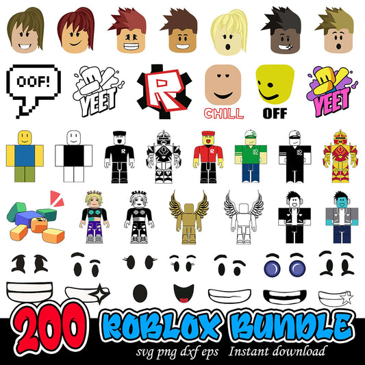 200 Roblox Character Bundle SVG Files for Instant Download