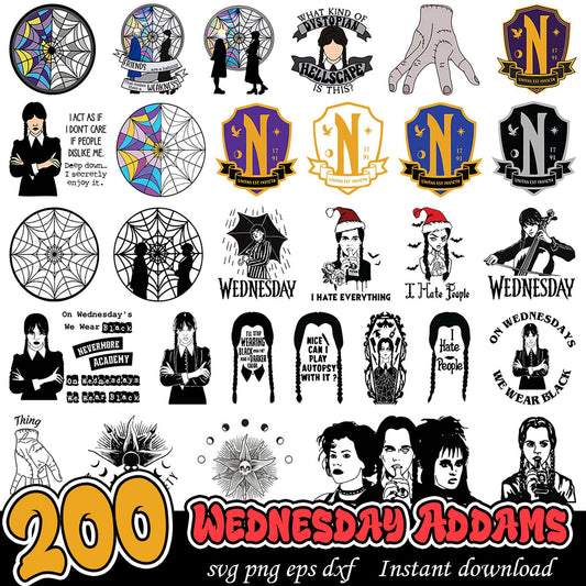 200 Wednesday Addams SVG Bundle