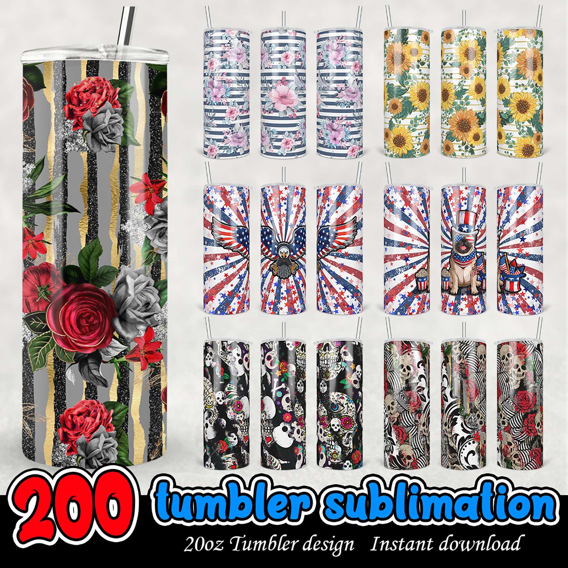200oz Tumbler Sublimation Designs PNG