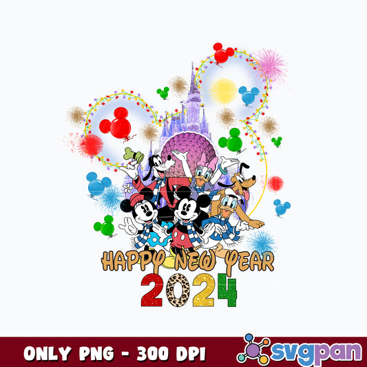 Mickey mouse Happy new year 2024 png