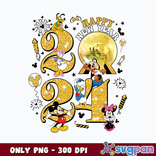 Mickey mouse and friends happy new year png