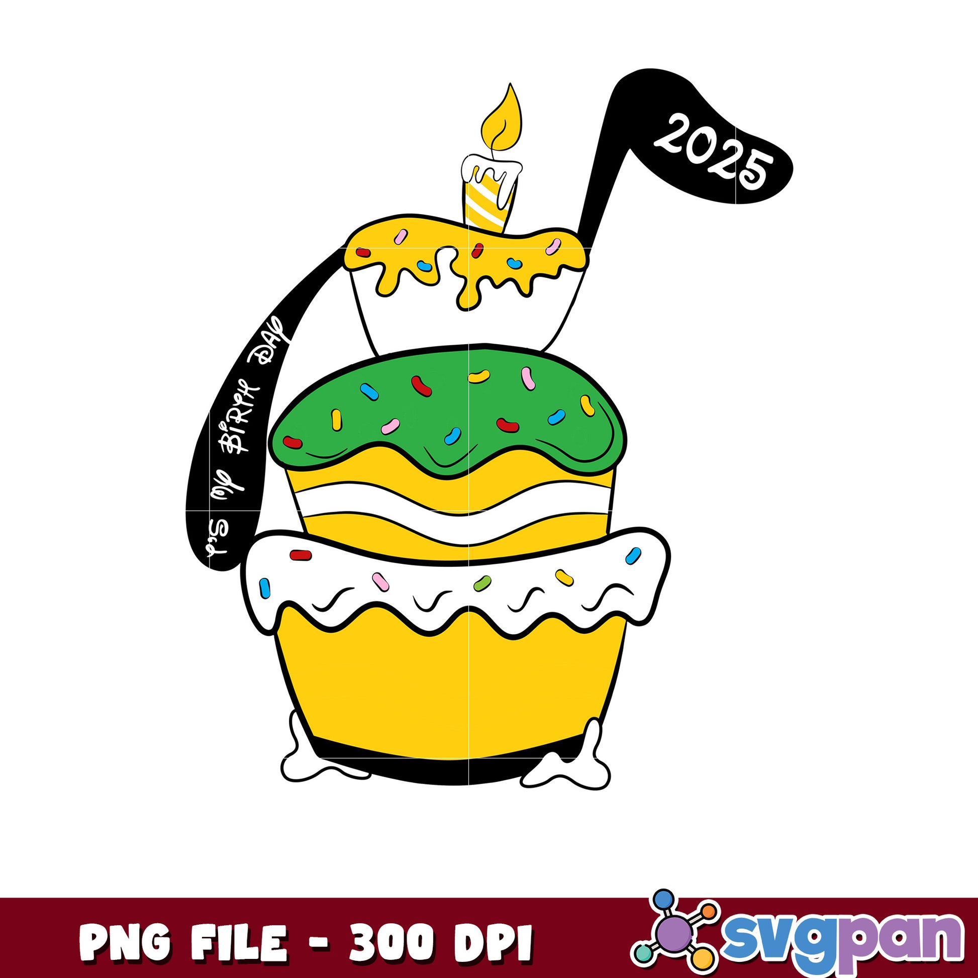 2025 Birthday Cake PNG 300 DPI Download