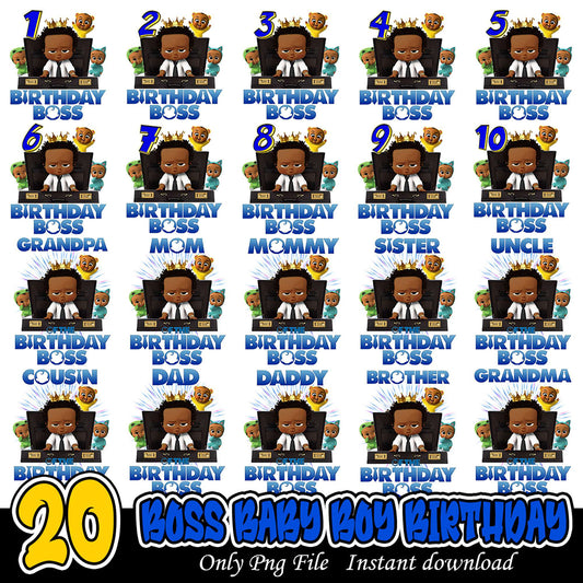 20 Boss Baby Boy Birthday PNG Bundle Instant Download