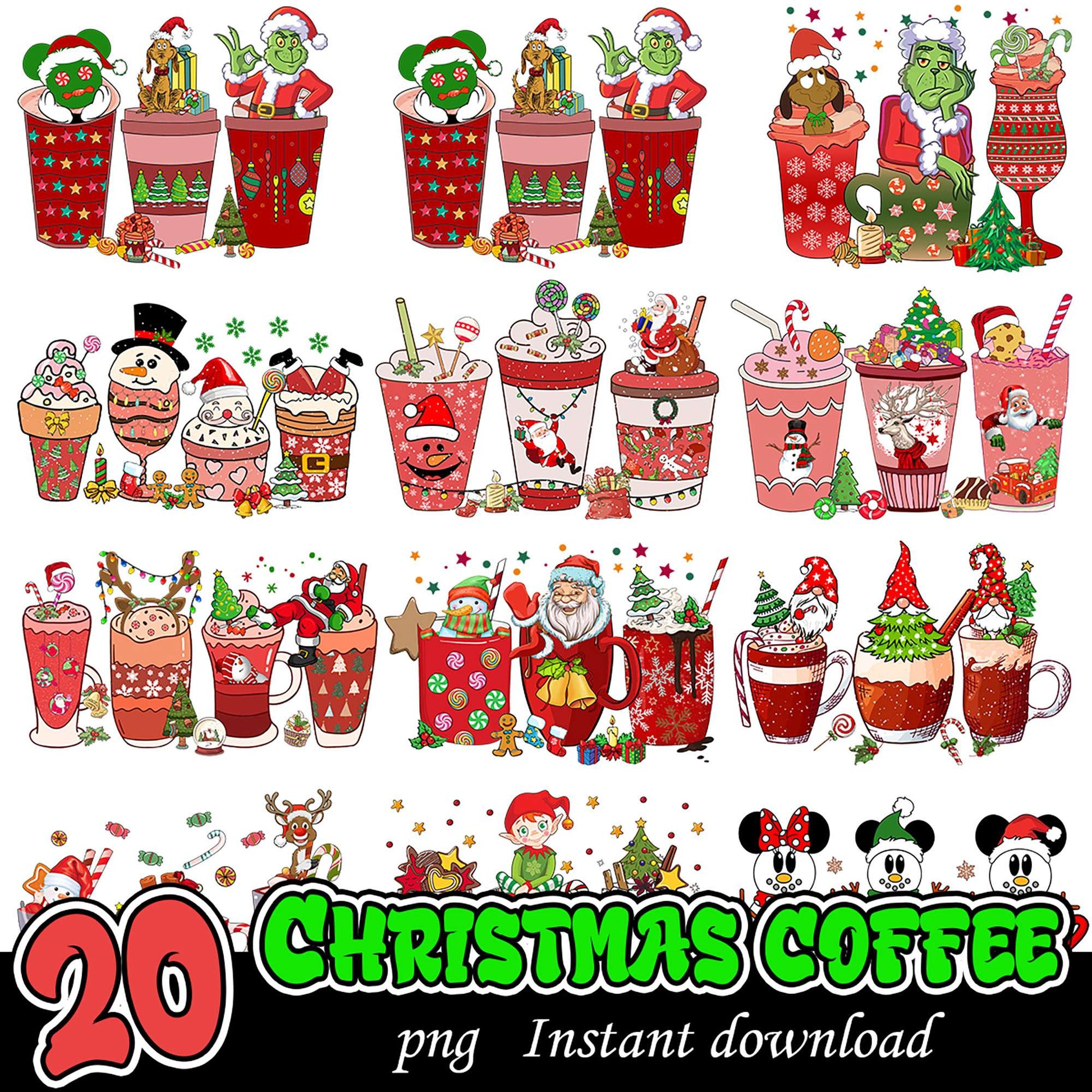 20 Festive Christmas Coffee PNG Designs for Instant Download