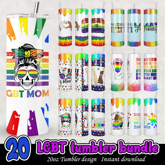 20 LGBT Pride Tumbler Designs PNG Bundle