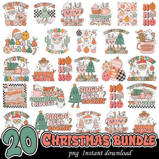 20 Retro Christmas PNG Bundle