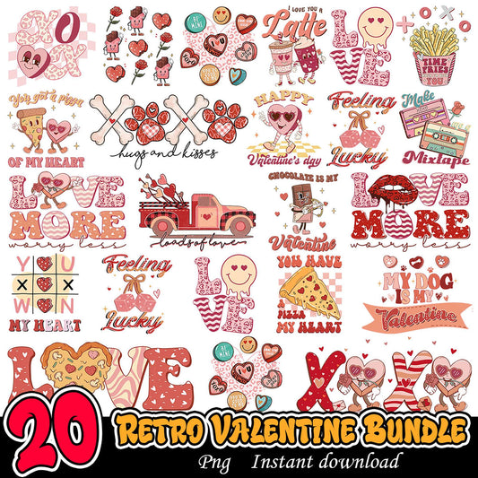 20 Retro Valentine PNG Bundle