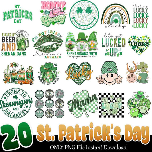 20 St Patricks Day PNG Designs Instant Download