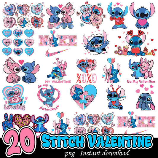 20 Stitch Valentine PNGs Instant Download