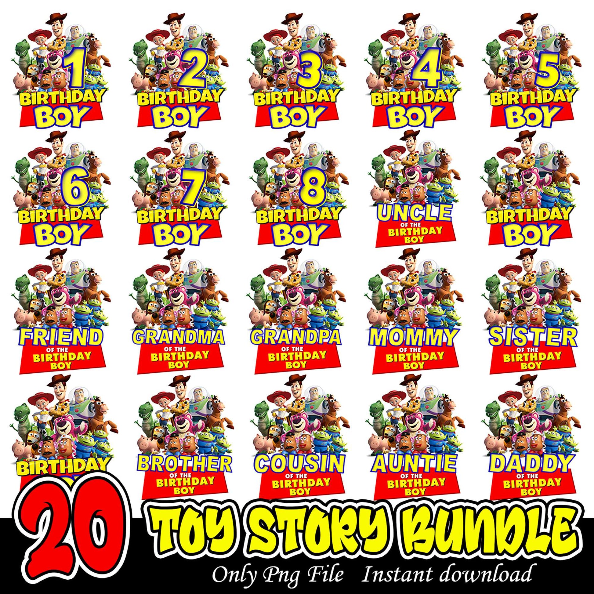 20 Toy Story Birthday Boy Bundle PNG Instant Download
