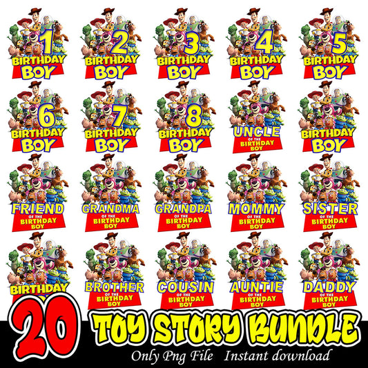 20 Toy Story Birthday Boy Bundle PNG Instant Download