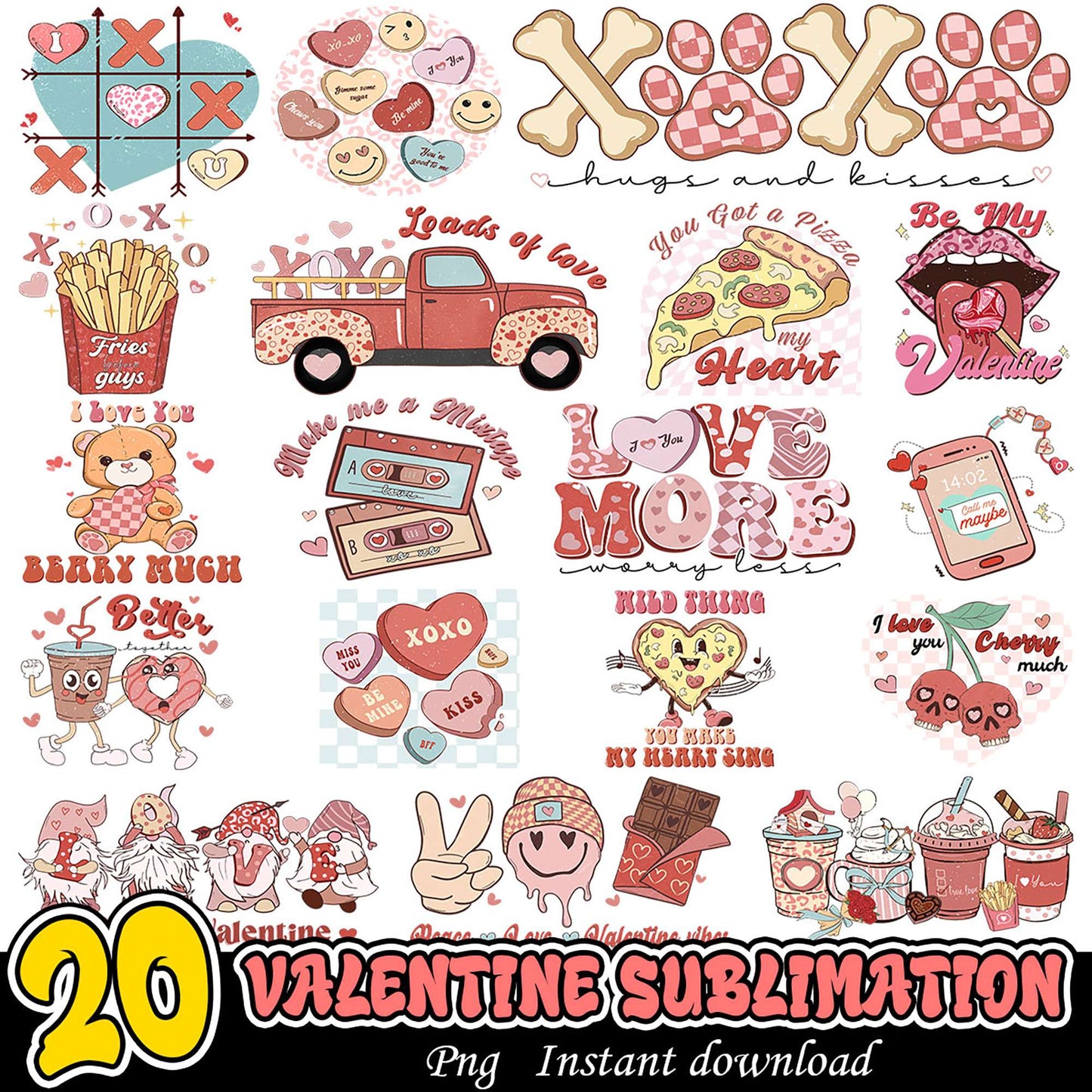 20 Valentine PNG Sublimation Designs