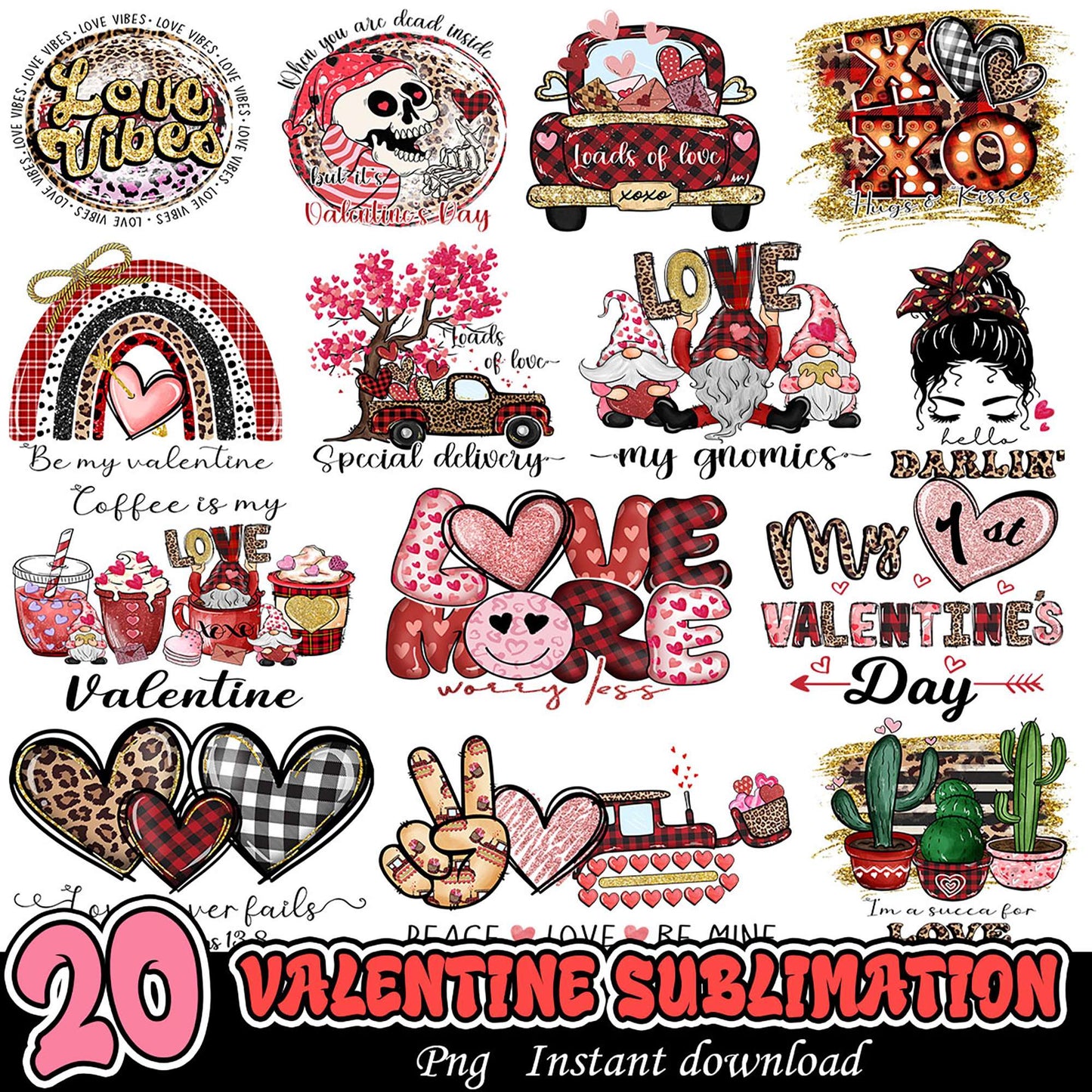 20 Valentine Sublimation PNG Designs