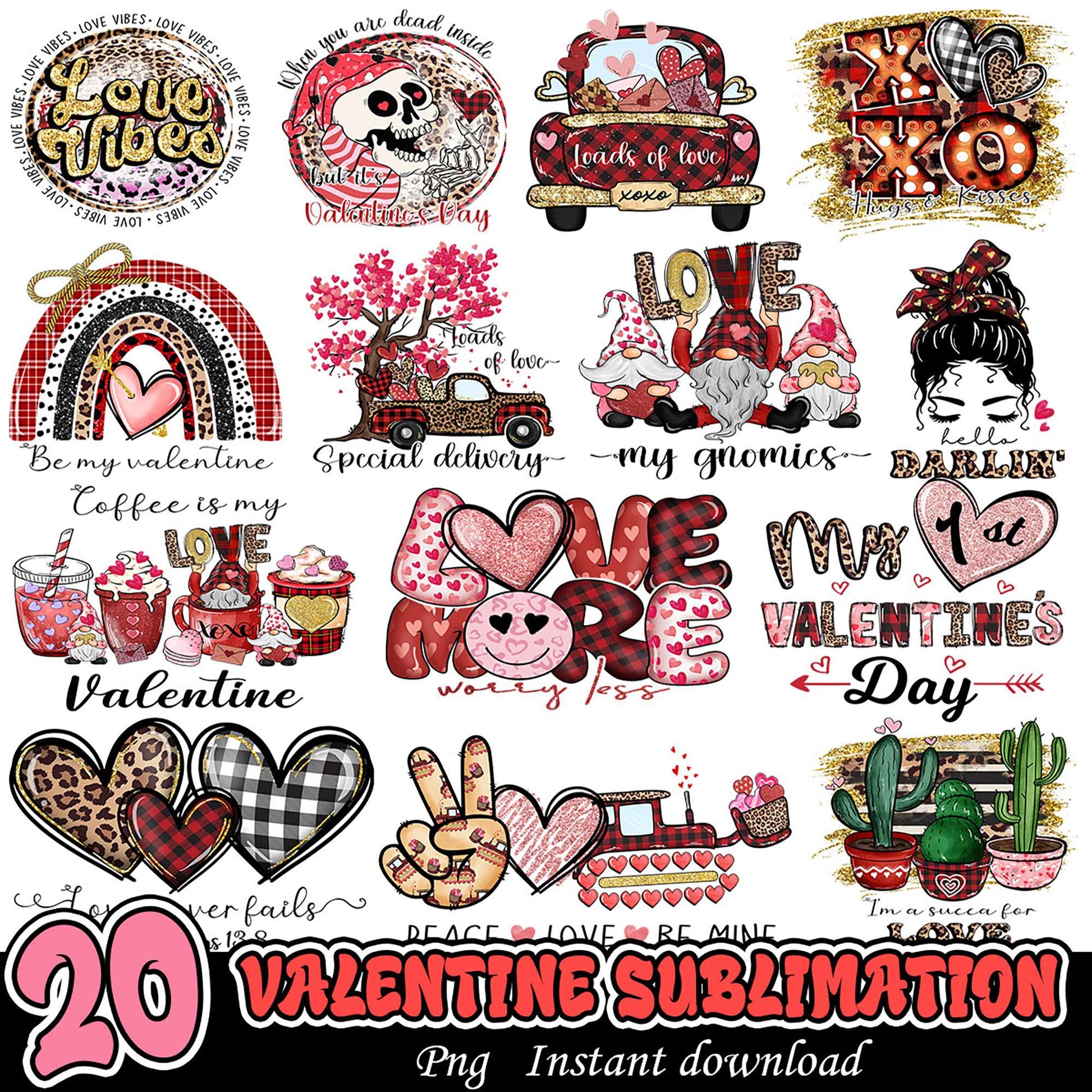 20 Valentine Sublimation PNG Designs