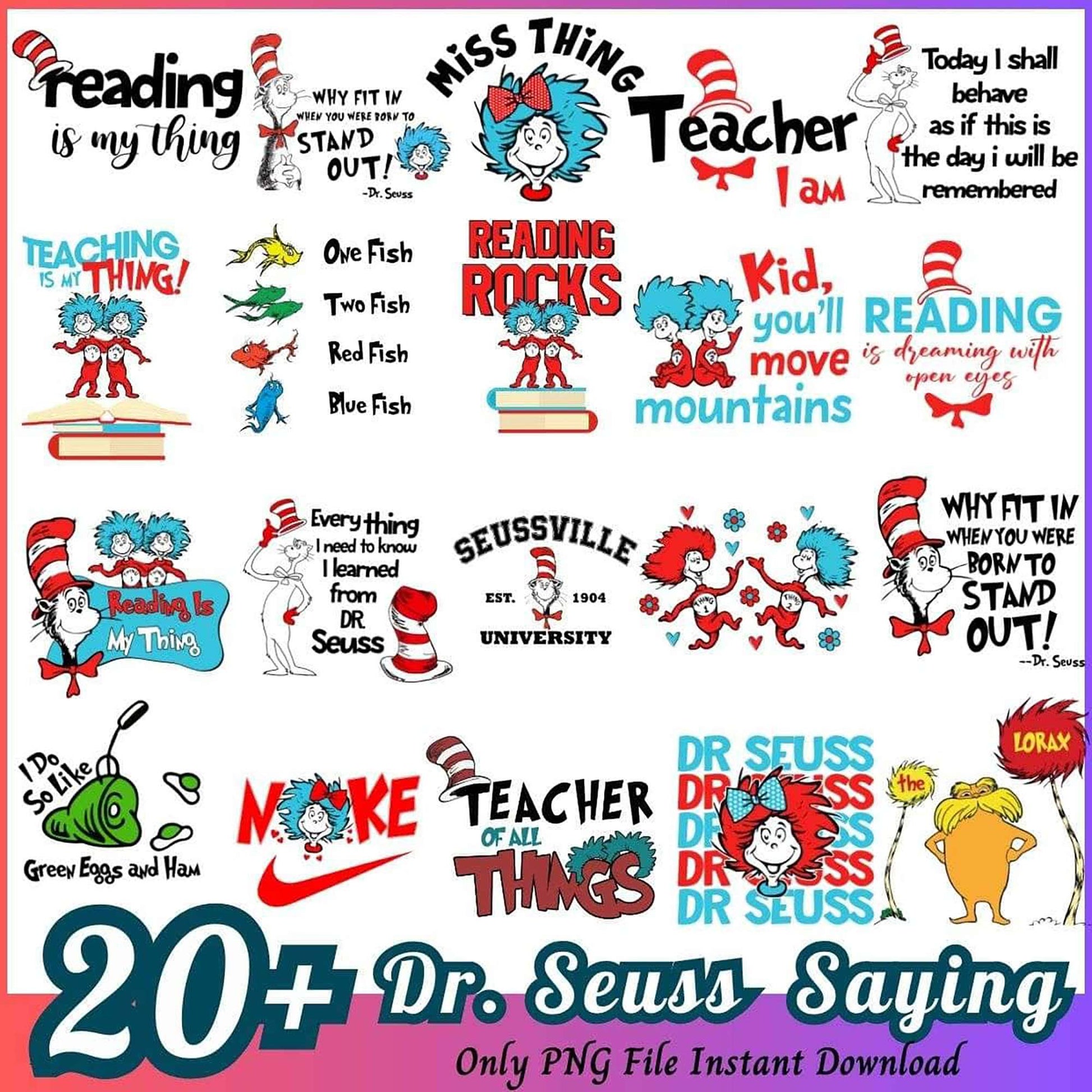 20+ Dr Seuss PNG Sayings Instant Download
