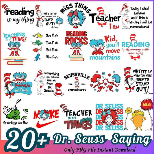 20+ Dr Seuss PNG Sayings Instant Download