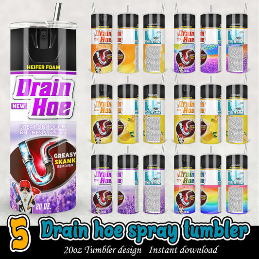 20oz Drain Hoe Spray Tumbler PNG