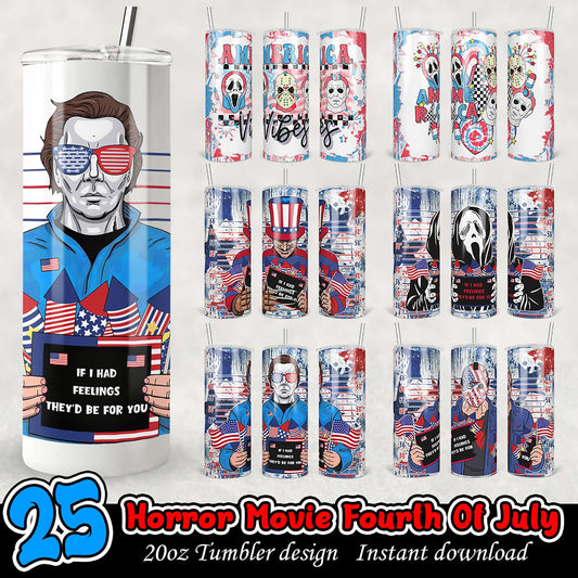 20oz Horror Movie 4th July Tumbler PNG