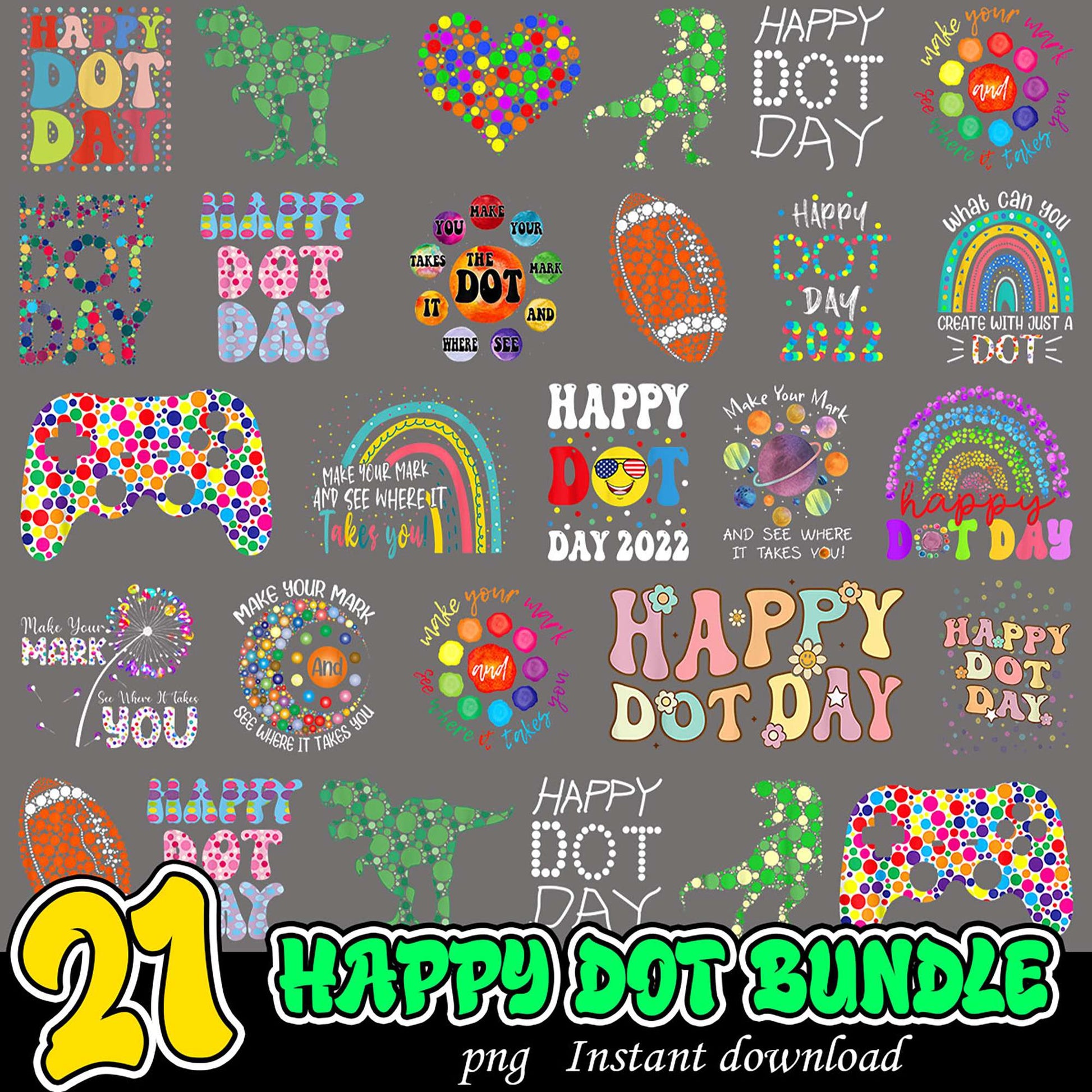 21 Happy Dot Day SVG Bundle Instant Download