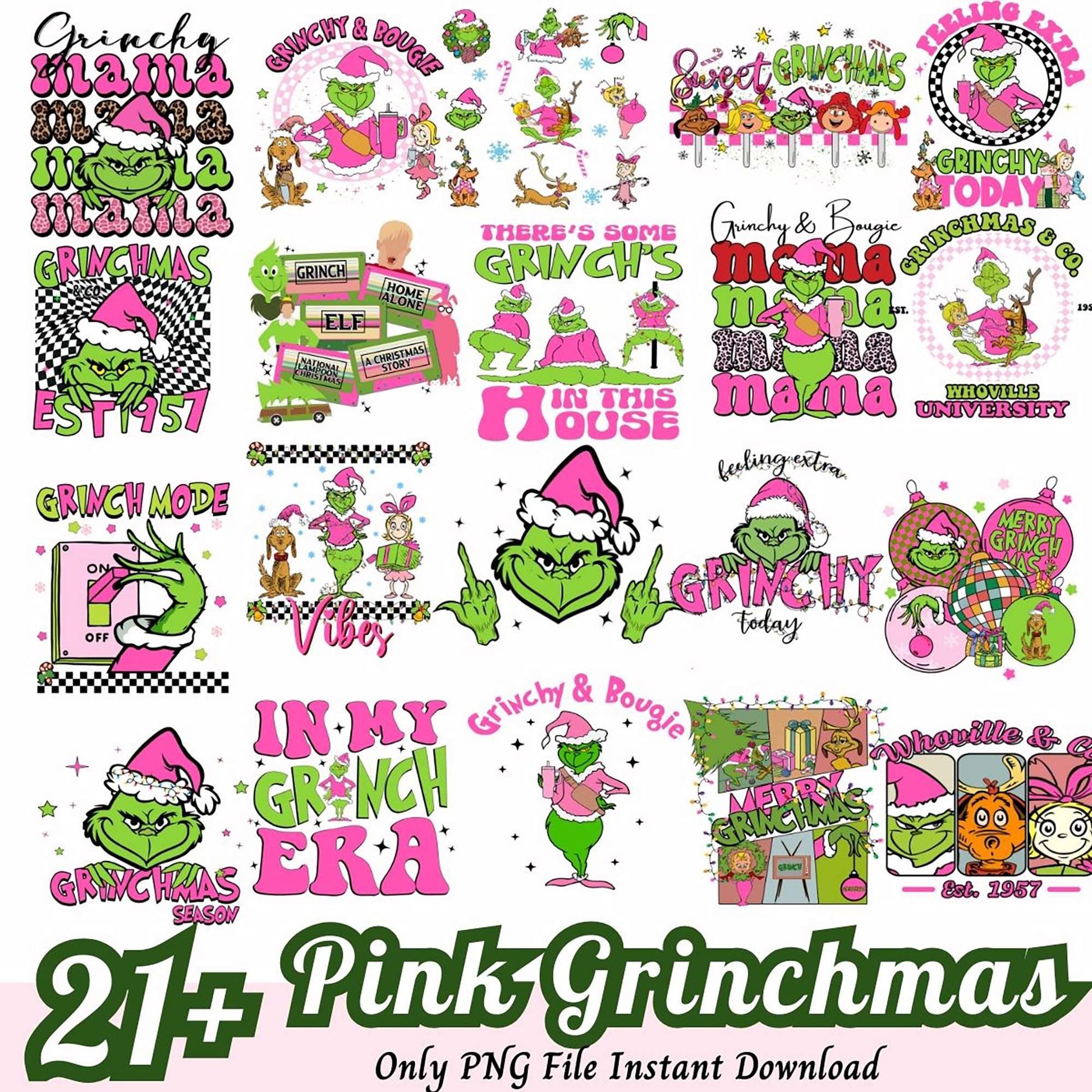 21 Pink Grinchmas PNG Designs