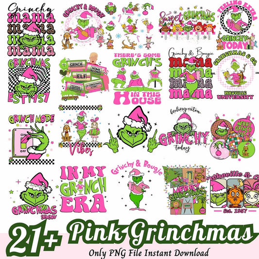 21 Pink Grinchmas PNG Designs