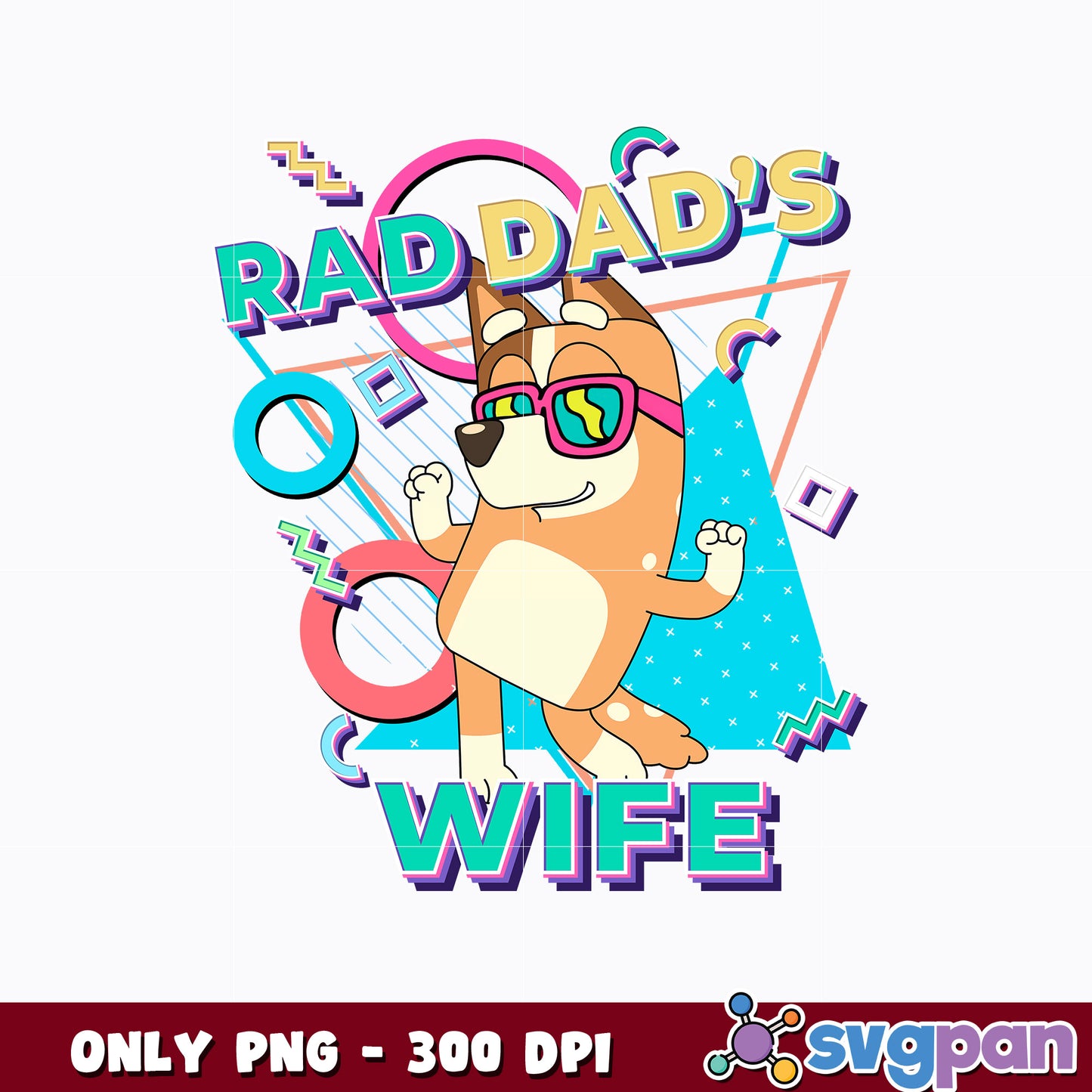 Retro Rad Dads Wife Bluey Cartoon  png