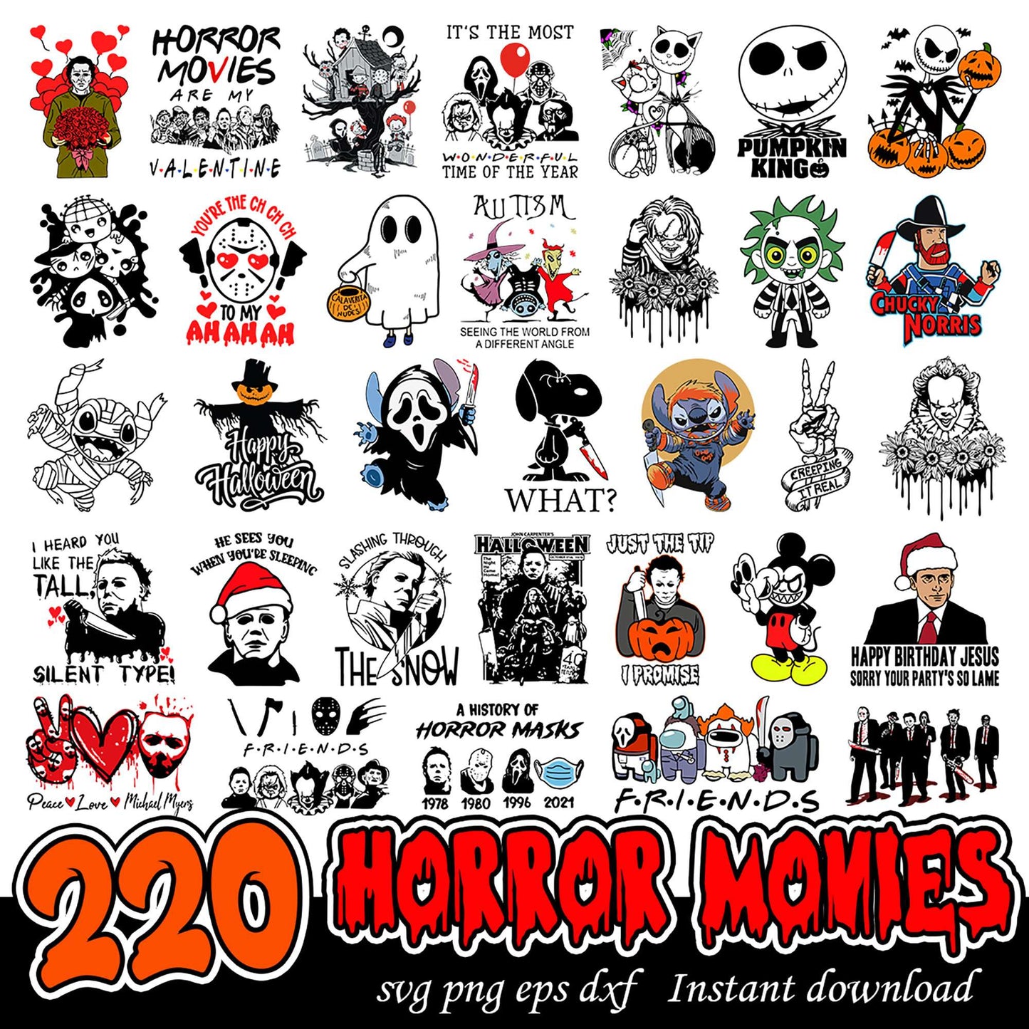 220 Horror Movie PNG Bundle SVG DXF