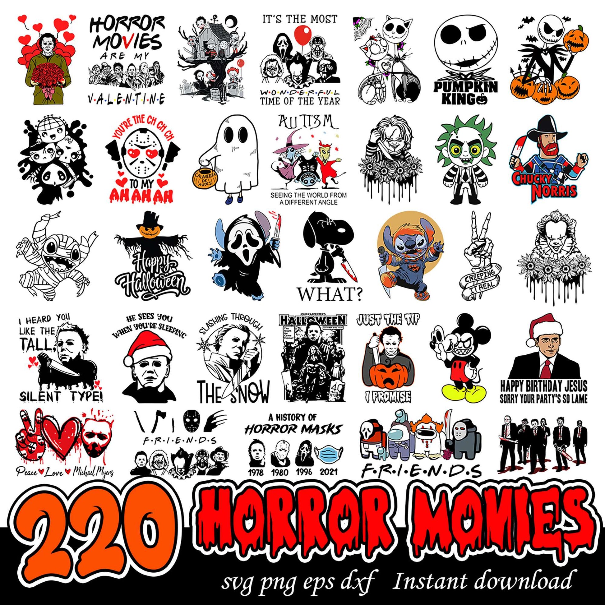 220 Horror Movie PNG Bundle SVG DXF