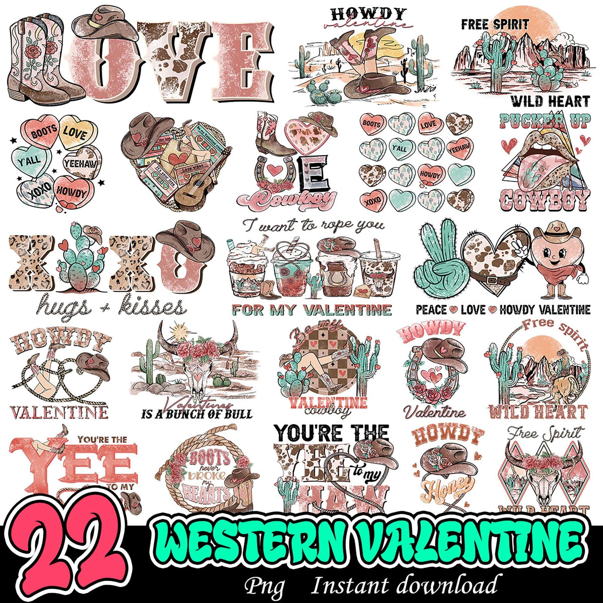 22 Western Valentine PNG Designs