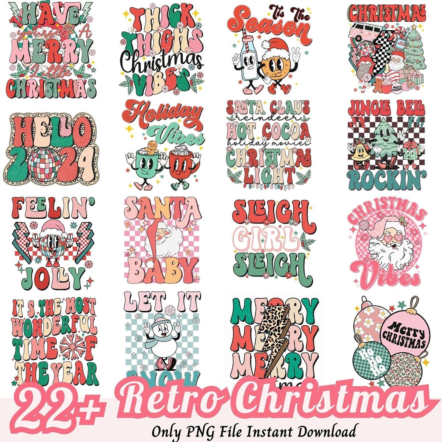 22+ Retro Christmas PNG Designs