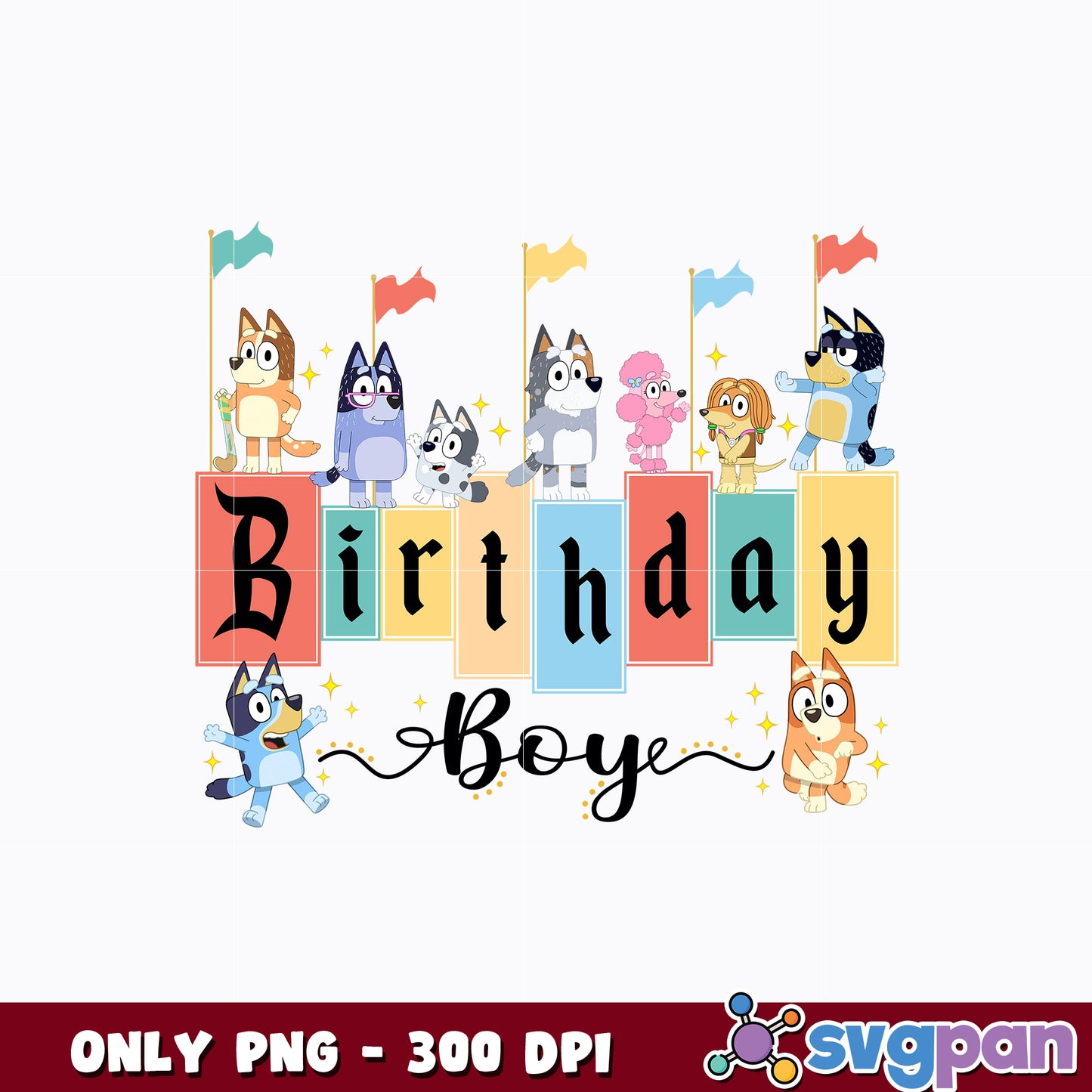 Bluey friends birthday boy png