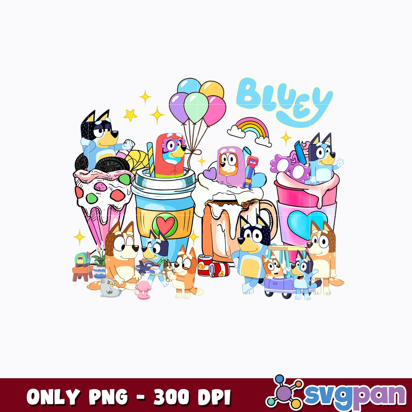 Bluey Coffee Png, Bluey Party Png