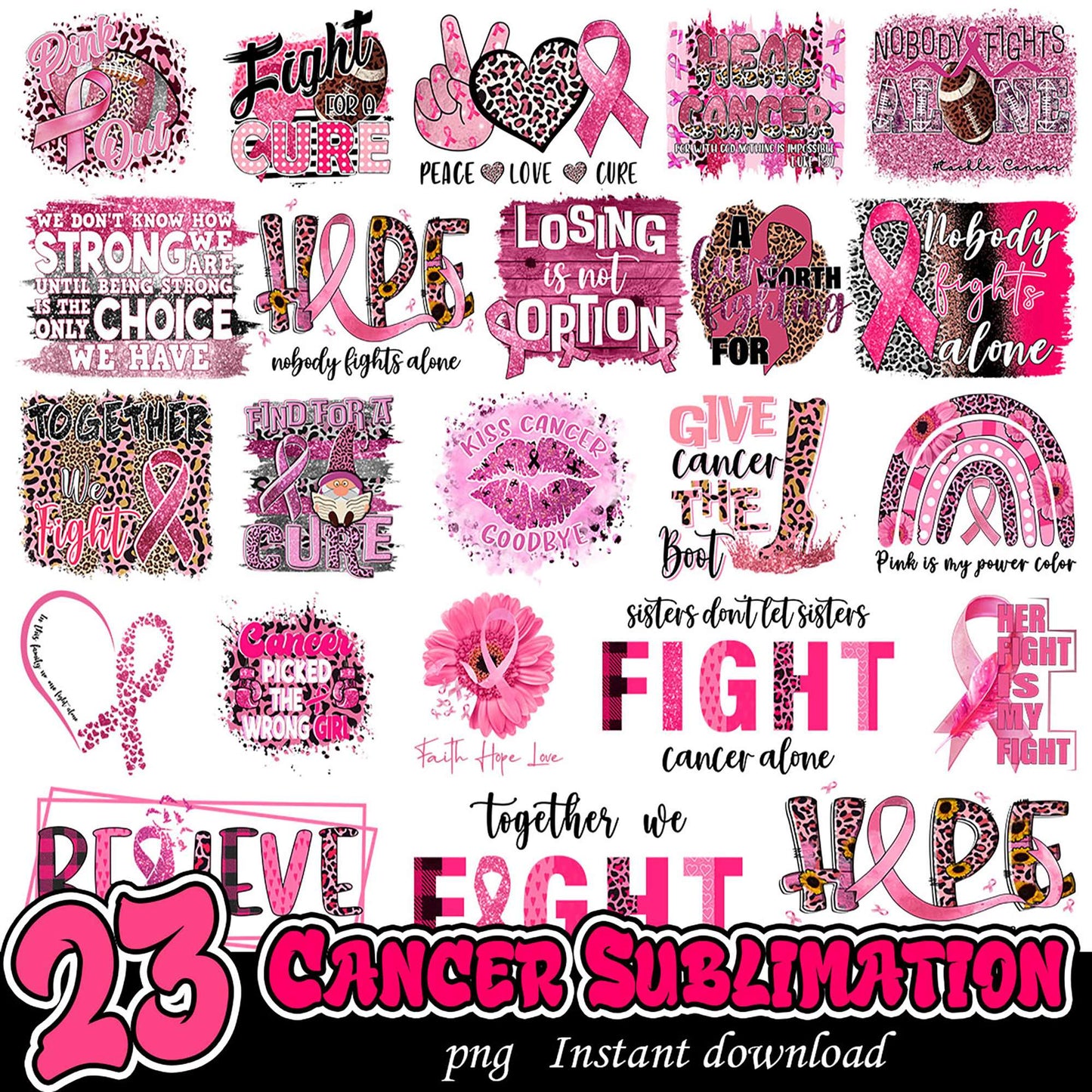 23 Breast Cancer Sublimation PNGs