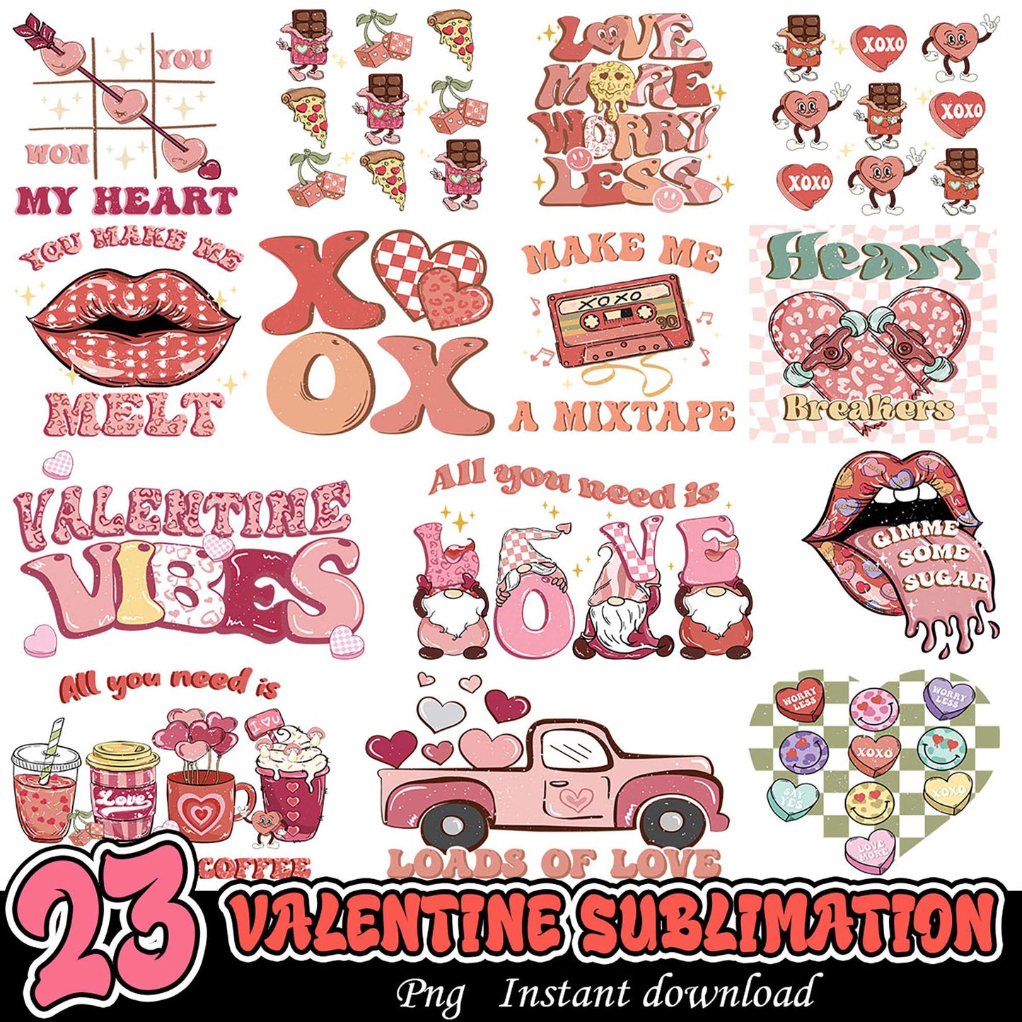 23 Valentine PNG Sublimation Designs