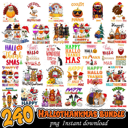 240 HalloThanksmas PNG Bundle Designs