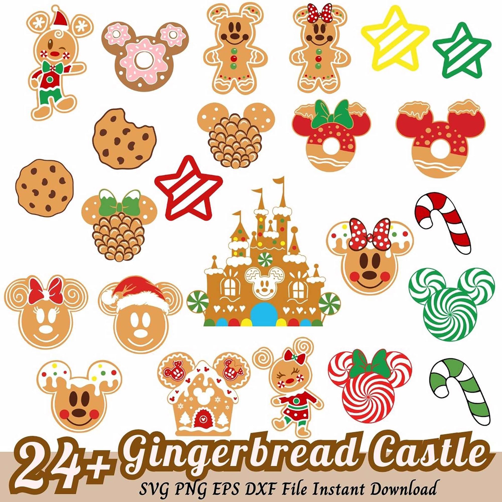 24+ Christmas Mickey Gingerbread PNG Bundle