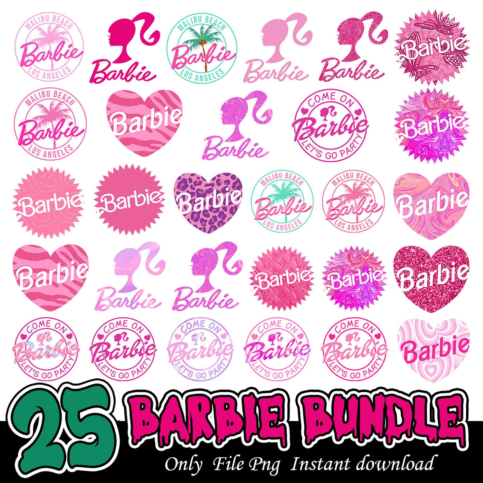 25 Barbie Logos PNG Bundle Instant Download