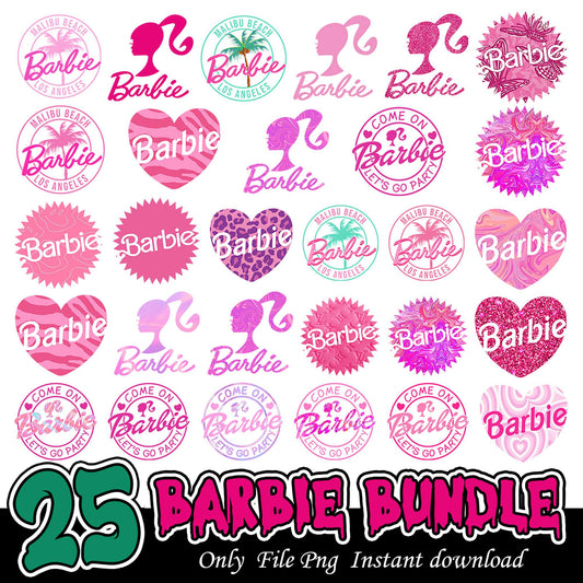 25 Barbie Logos PNG Bundle Instant Download