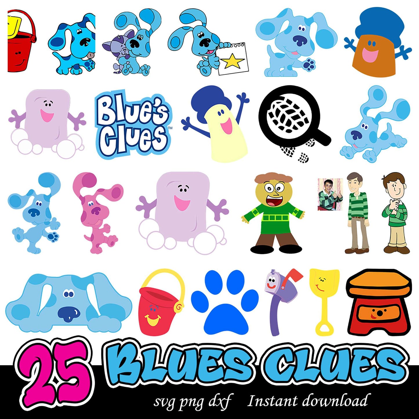 25 Blues Clues SVG Bundle for Instant Digital Download