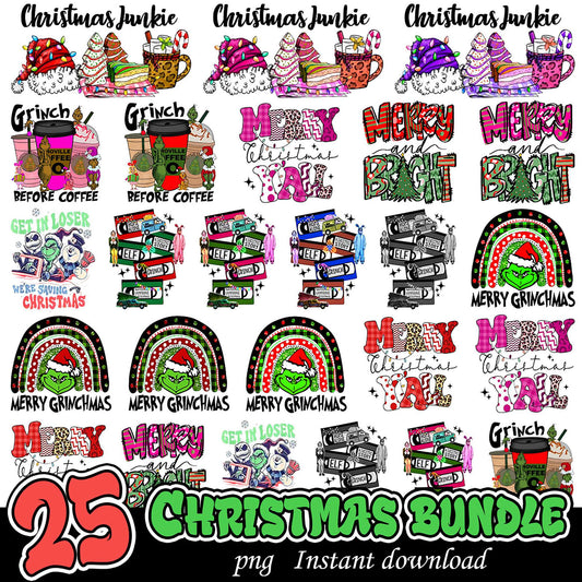 25 Christmas PNG Bundle Instant Download