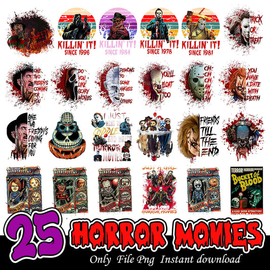 25 Horror Movie PNG Bundle Instant Download