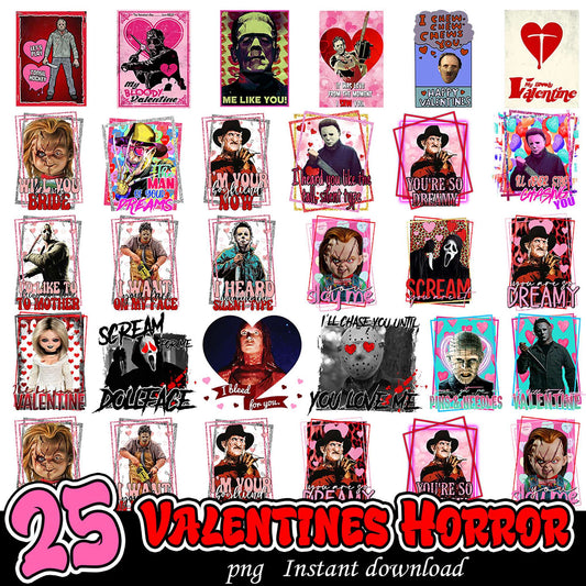 25 Horror Valentines PNG Instant Download