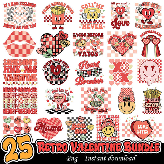 25 Retro Valentine PNG Bundle